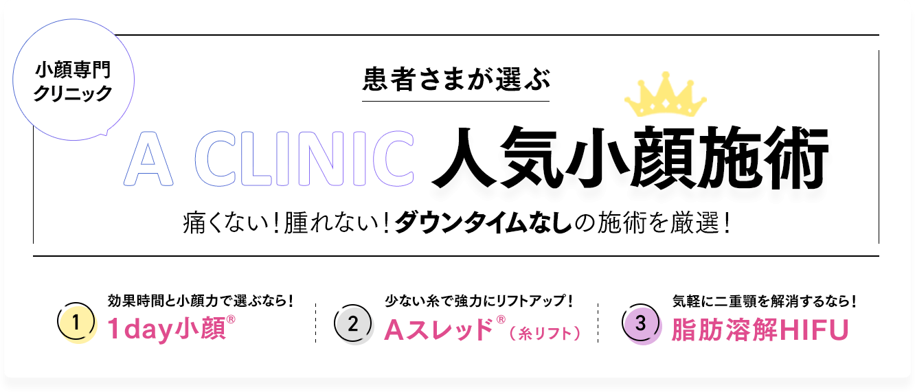 患者様が選ぶ人気小顔施術ランキングベスト5